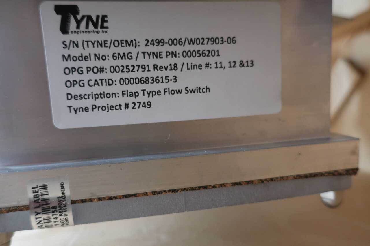 TYNE 6MG 00056201 FLAP TYPE FLOW SWITCH - FLOW METER