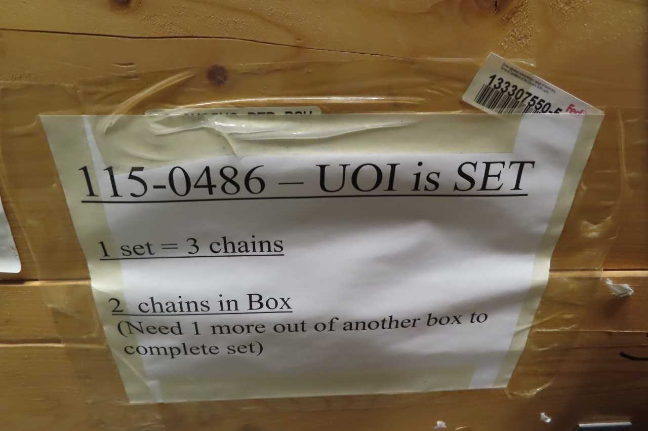3 CRATES OF RUD CHAIN RUD 012 FGSDMPL-02 3 STRAND 255 CROSS LINK DRIVE CHAIN 26X92/2 (2 SETS OF 3 CHAINS - 23.46M EACH) - ROLLER CHAIN