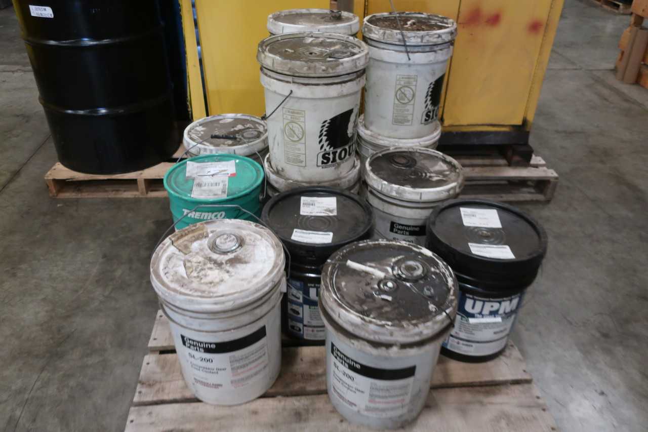 3 PALLETS OF ASSORTED TOOLS & SAFETY LUBRICANTS SAFETY CABINETS PUMPS - MISCELLANEOUS