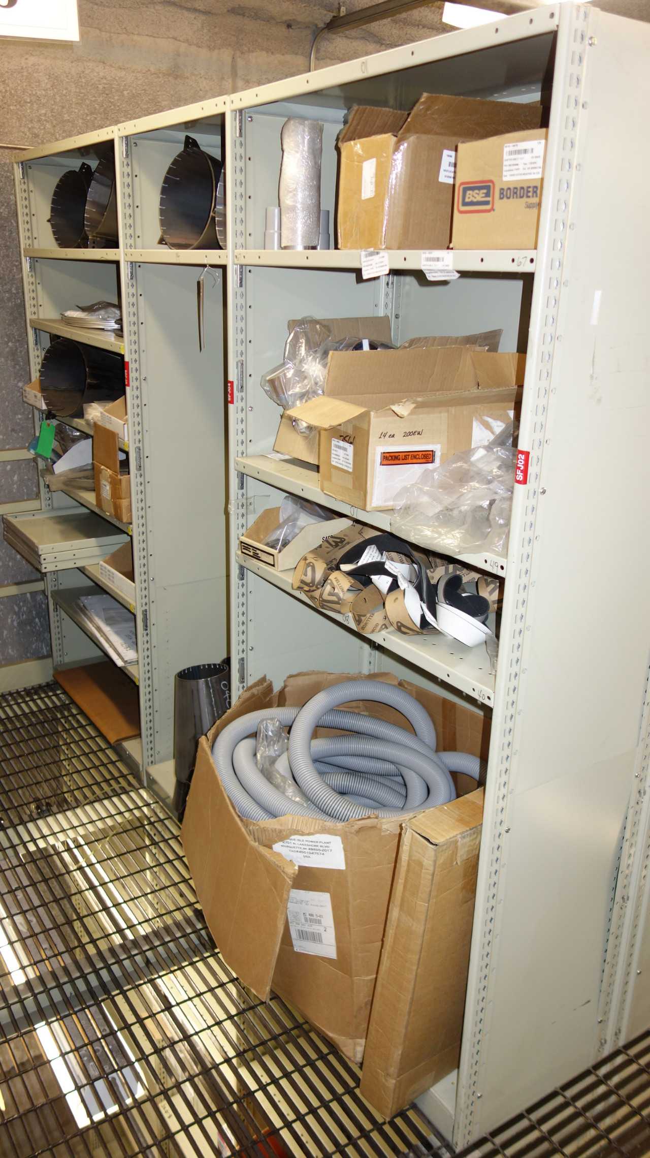 CONTENTS OF 3 SHELF COLUMNS, ASSORTED MRO - SHELVING