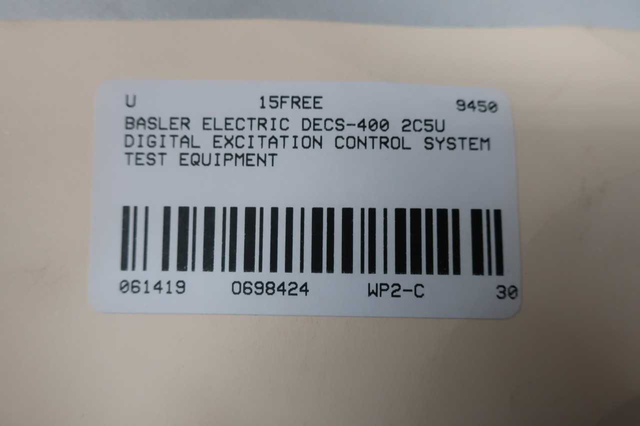 BASLER ELECTRIC DECS-400 2C5U DIGITAL EXCITATION CONTROL SYSTEM TEST EQUIPMENT - AUTOMATION & CONTROLS