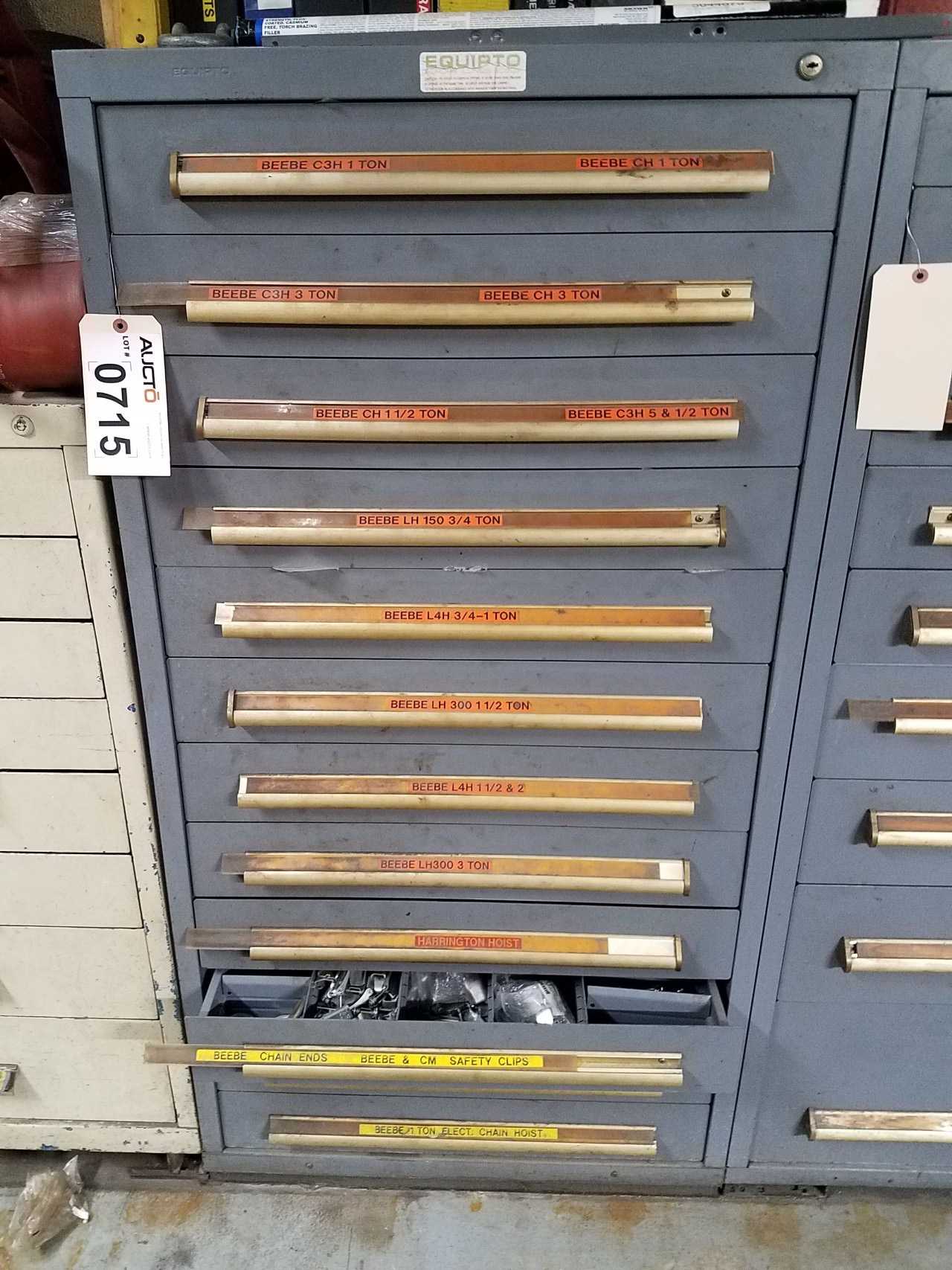 11-drawer cabinet with Beebe and Harrington hoist parts - LIFTING EQUIPMENT 11-drawer cabinet with Beebe and Harrington hoist parts - LIFTING EQUIPMENT