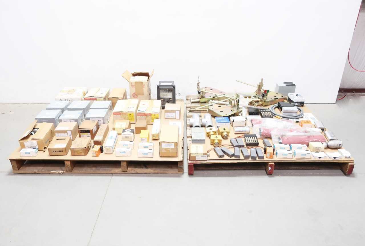 2 PALLETS OF ASSORTED ELECTRICAL PARTS - ELECTRICAL COMPONENTS