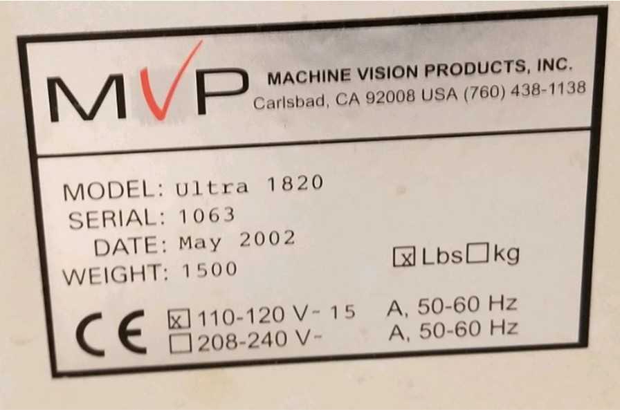 MVP 1820 Ultra Inspection system - PROCESS EQUIPMENT