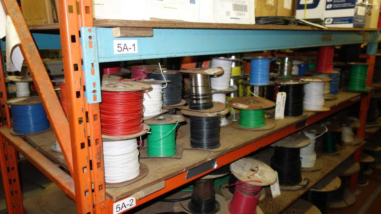 LOT OF ASSORTED SPOOLS OF WIRE - ELECTRICAL COMPONENTS