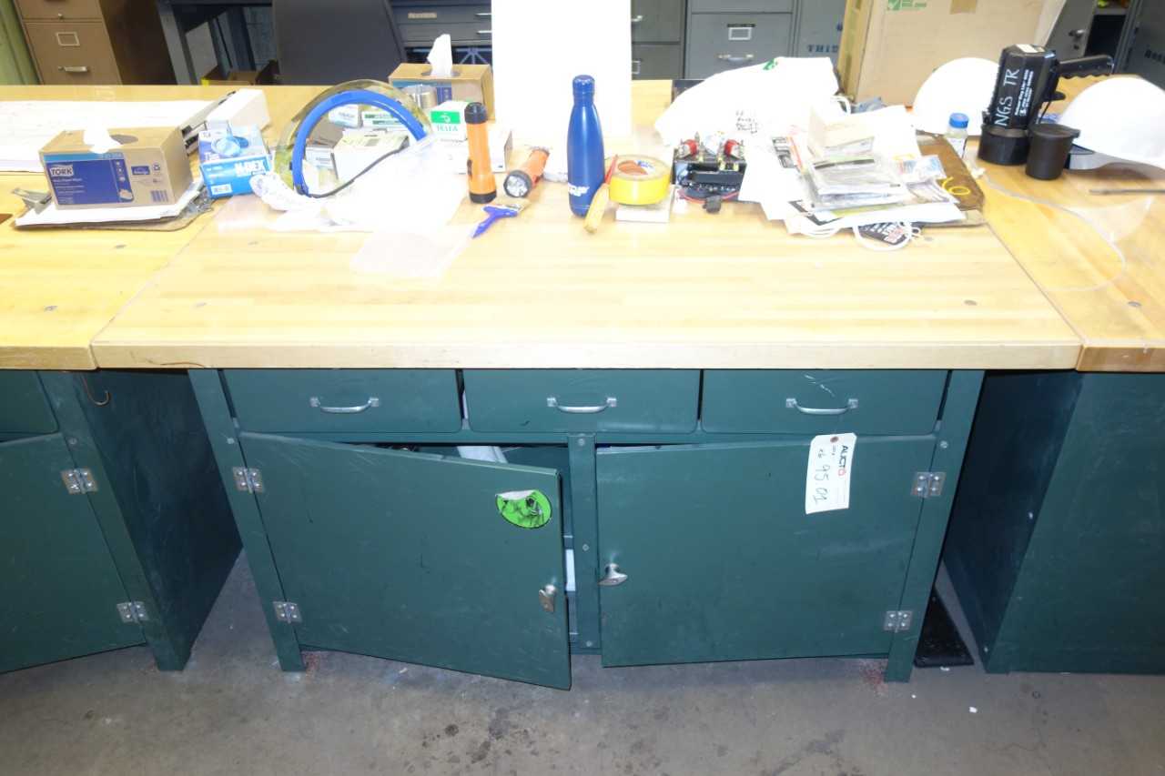 Lot of 6 60'' x 30" steel work desk with wood surfaces - PLANT & FACILITY