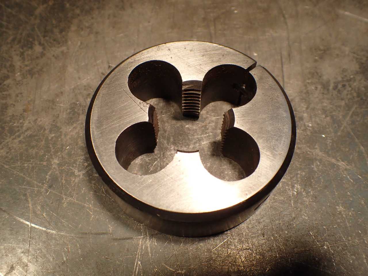 Bay State 1-1/8" -12 NF Split Threading Die: 3" Round Body, USA Made - HOLEMAKING TOOLS