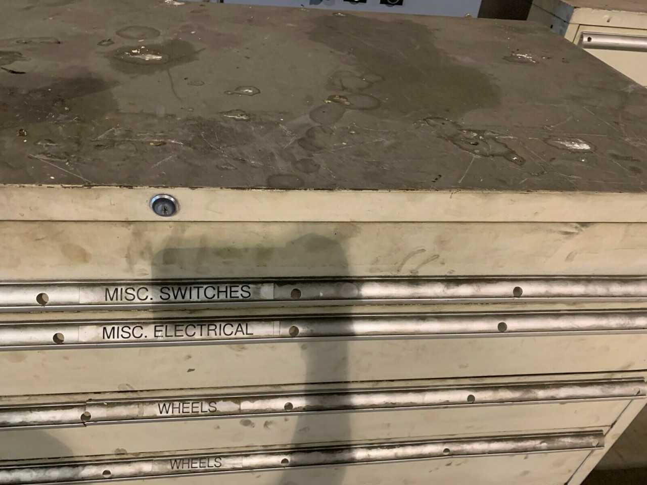 Used Stanley Vidmar style 6 Drawer cabinet tool parts storage 54 Tall 56 WIDE - TOOL STORAGE