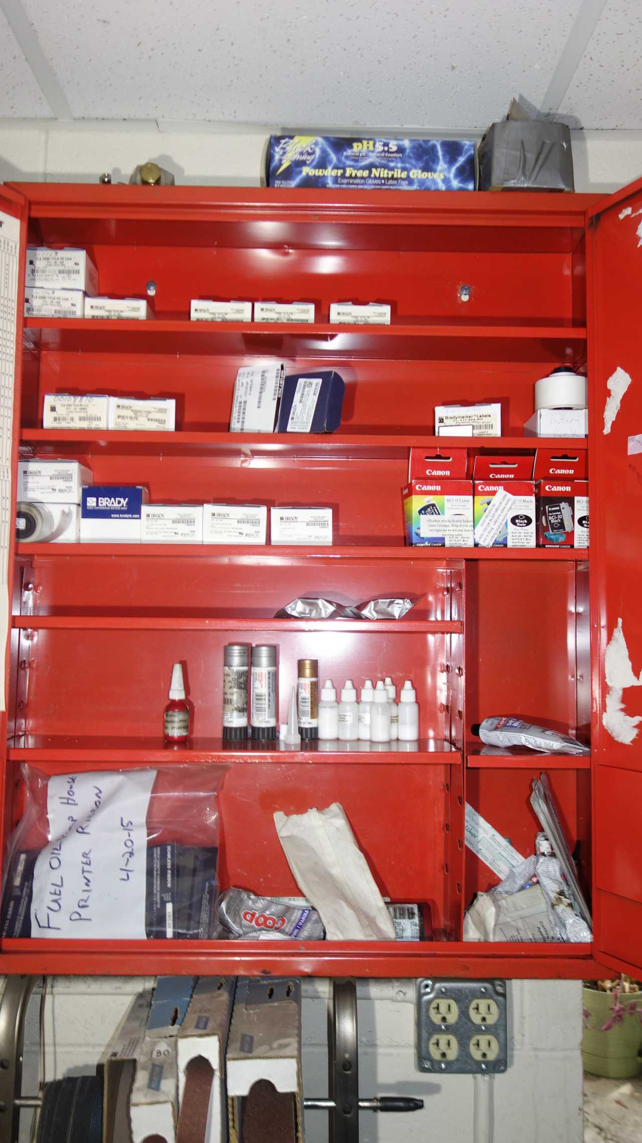 HILTI WALL MOUNTED CABINET WITH CONTENTS - TOOL STORAGE