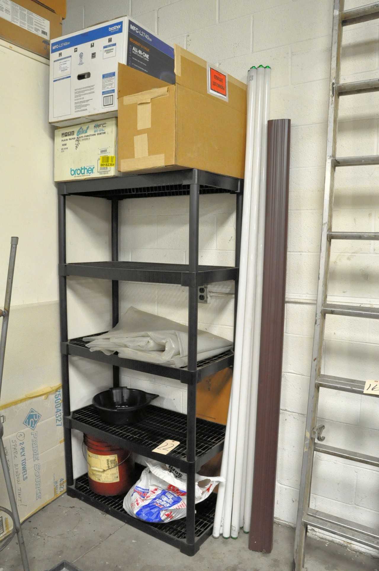 2-Door Cabinets and 1 Sections Shelving with Contents - SHELVING