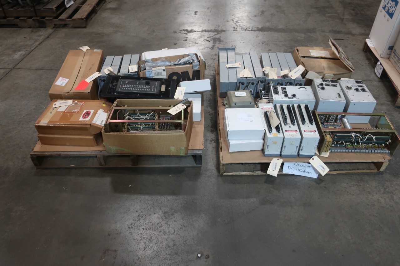 2 PALLETS OF ASSORTED ELECTRICAL CIRCUIT BOARDS, REFLASH ANNUNCIATOR, MODULE CONTROLS, INTERFACE MODULE, BURST DISC MONITOR, CONTROL PANEL, 6BC-0 M/66B OTHER PLC AND DCS MODULE- FOXBORO, PDMA CORP, EDWARDS, BS&B, CATERPILLAR, BAILEY - AUTOMATION & CONTROLS