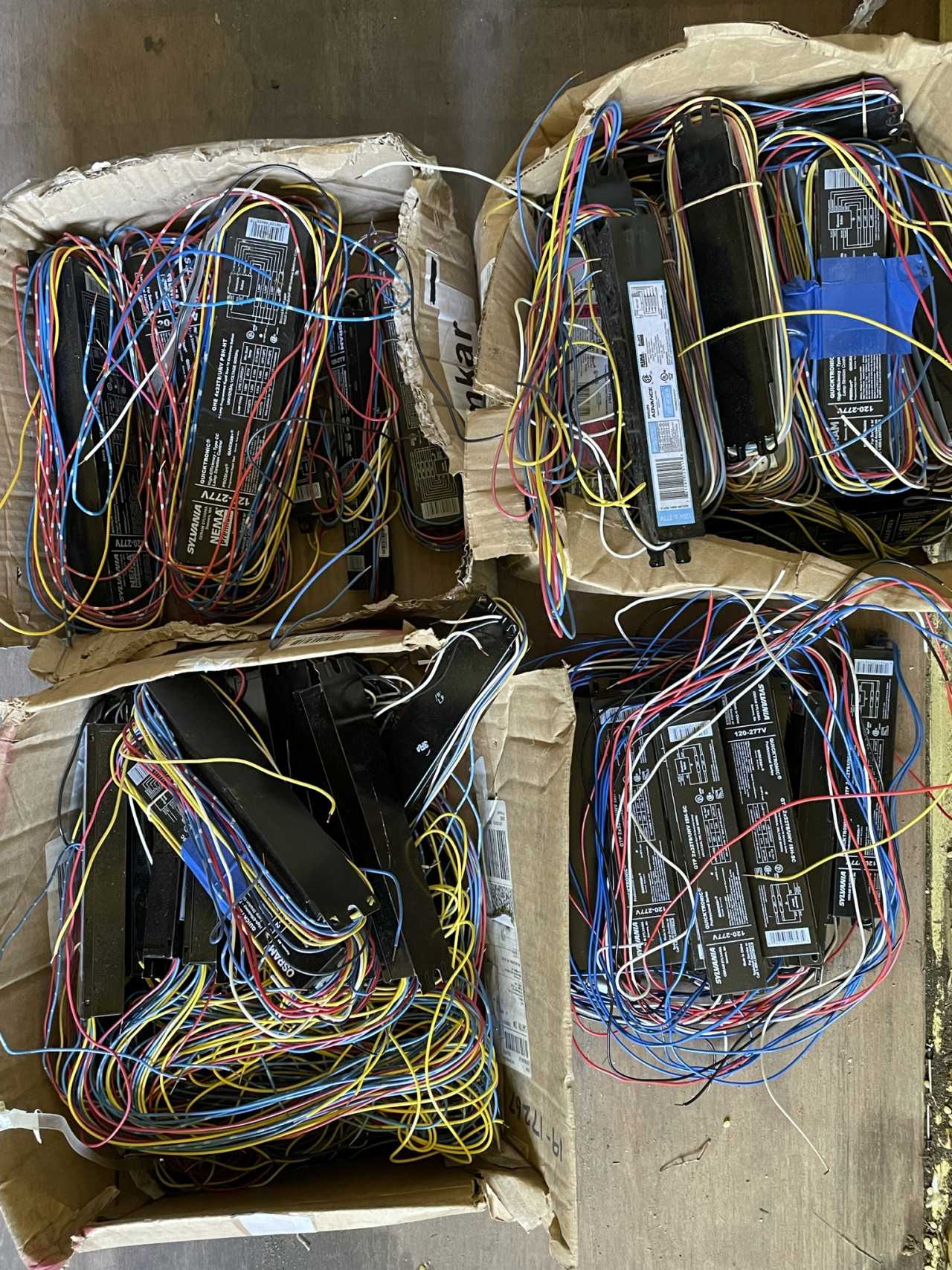 Lot of Approximately 1,200 New and Unused Fluorescent Lighting Ballasts from Philips, Keystone, Universal and Quicktronic - LIGHTING