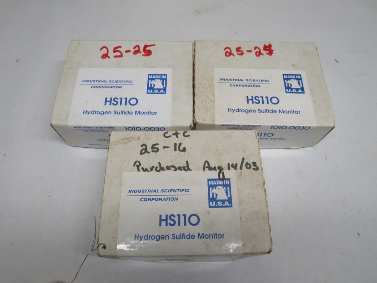LOT OF 3 INDUSTRIAL SCIENTIFIC CORPORATION HS11O HS110 1010-0030 HYDROGEN SULFIDE MONITOR - ELECTRIC POWER TOOLS
