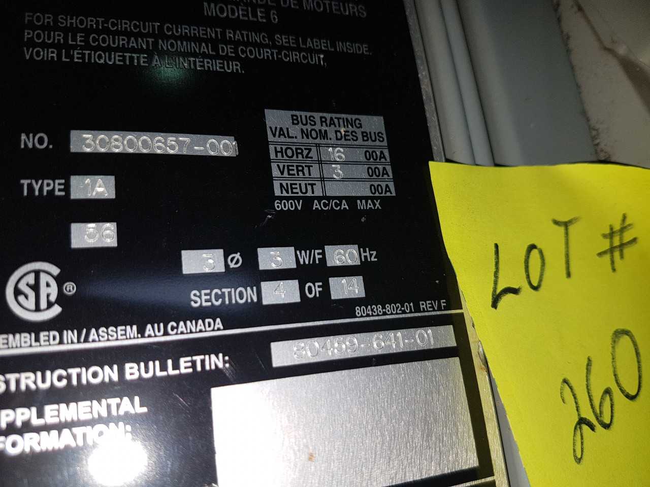SQD Model 6 triple sections 1600A PANEL SIZE 5 STARTER - AUTOMATION & CONTROLS