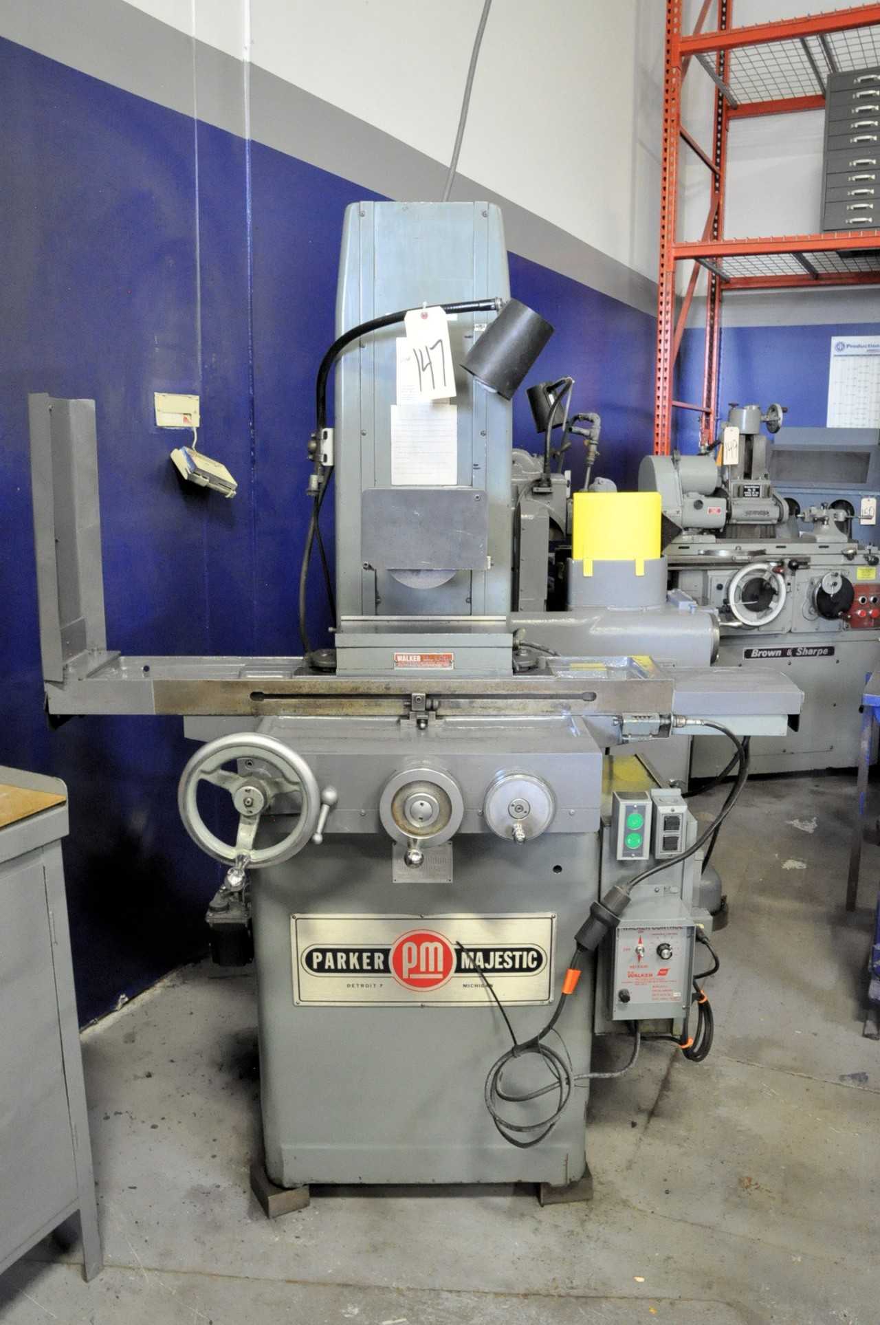 Parker Majestic 2Z,  6" x 12" Hand Feed Surface Grinder, S/n 3644-ZM-79, Walker Model SCV-1.5 Magnetic Chuck Controller, Work Light - GRINDING MACHINES