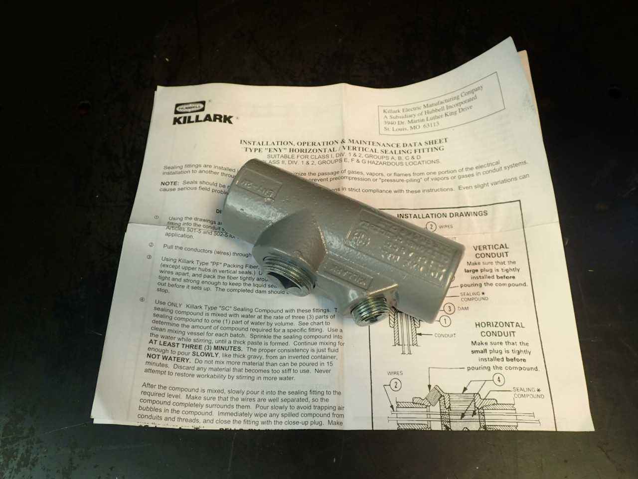 Hubbell Killark ENY Explosion-Proof Horizontal/Vertical Sealing Fitting 3/4" NEW - INDUSTRIAL PARTS