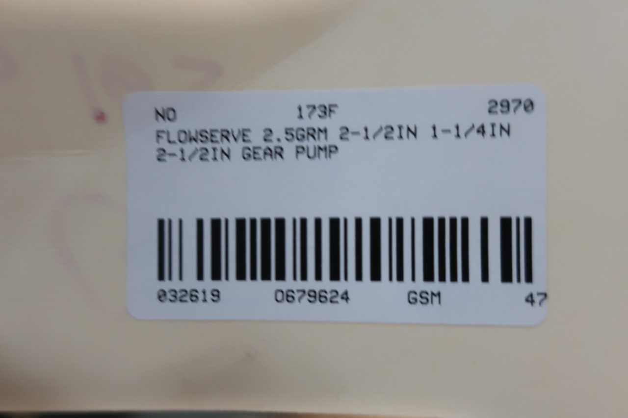 FLOWSERVE 2.5GRM STEEL 2-1/2IN 1-1/4IN 2-1/2IN GEAR PUMP - GEAR PUMP