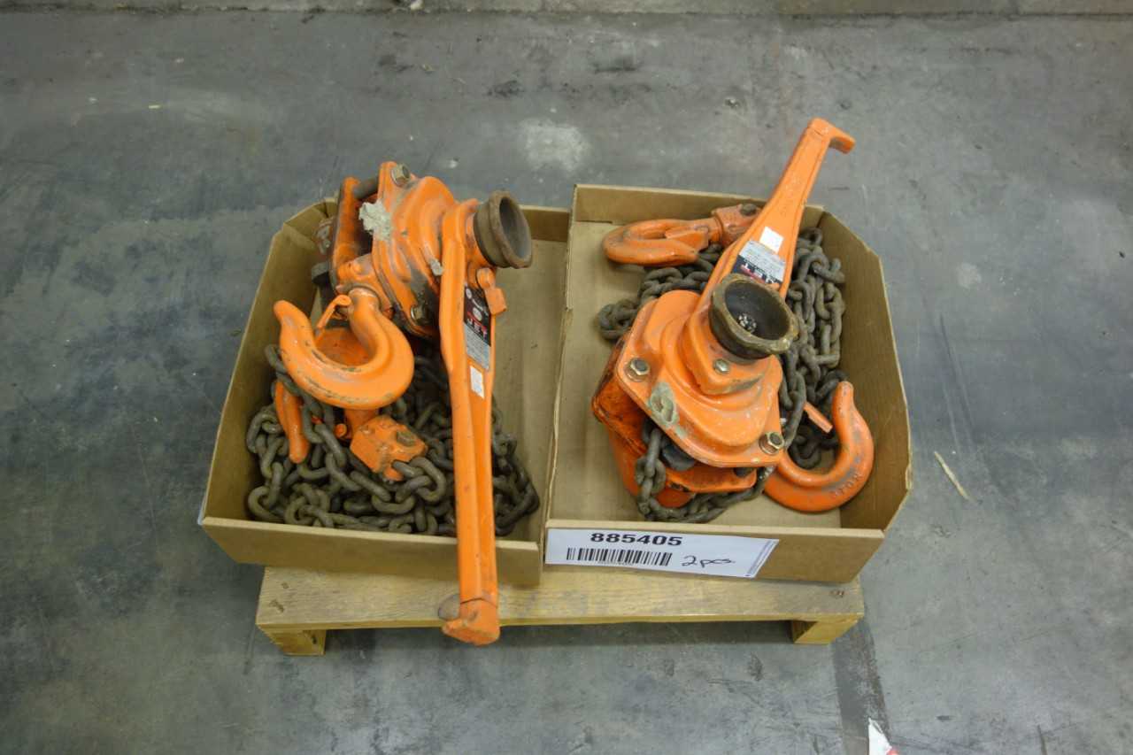 LOT OF 2 JET MM-320 MINI MITE 3 TON LEVER CHAIN PULLERS - ELECTRIC POWER TOOLS