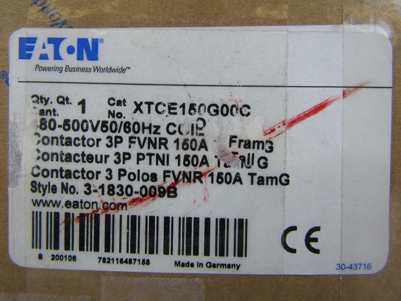 Quantity of 1x XTCE150G00C Contactors - CONTACTORS