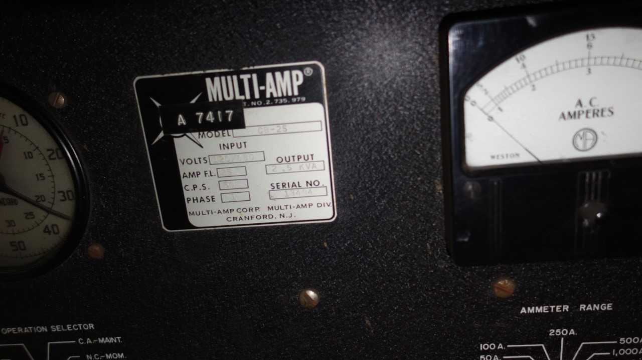 MULTI-AMP CB-25 2.5KVA 120/480V-AC HIGH CURRENT TEST SET - ELECTRIC POWER TOOLS