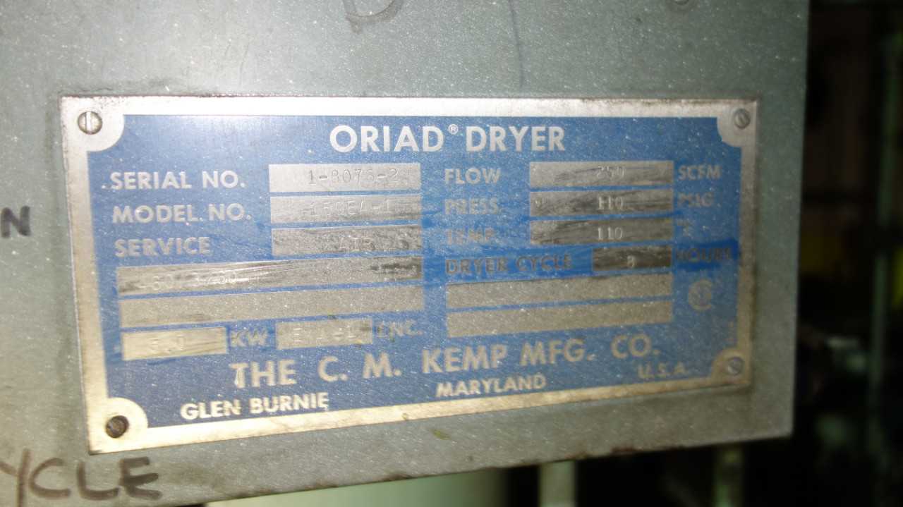 LOT OF 2 ORIAD 150EA-1 COMPRESSED AIR DRYER 460V - AIR DRYERS