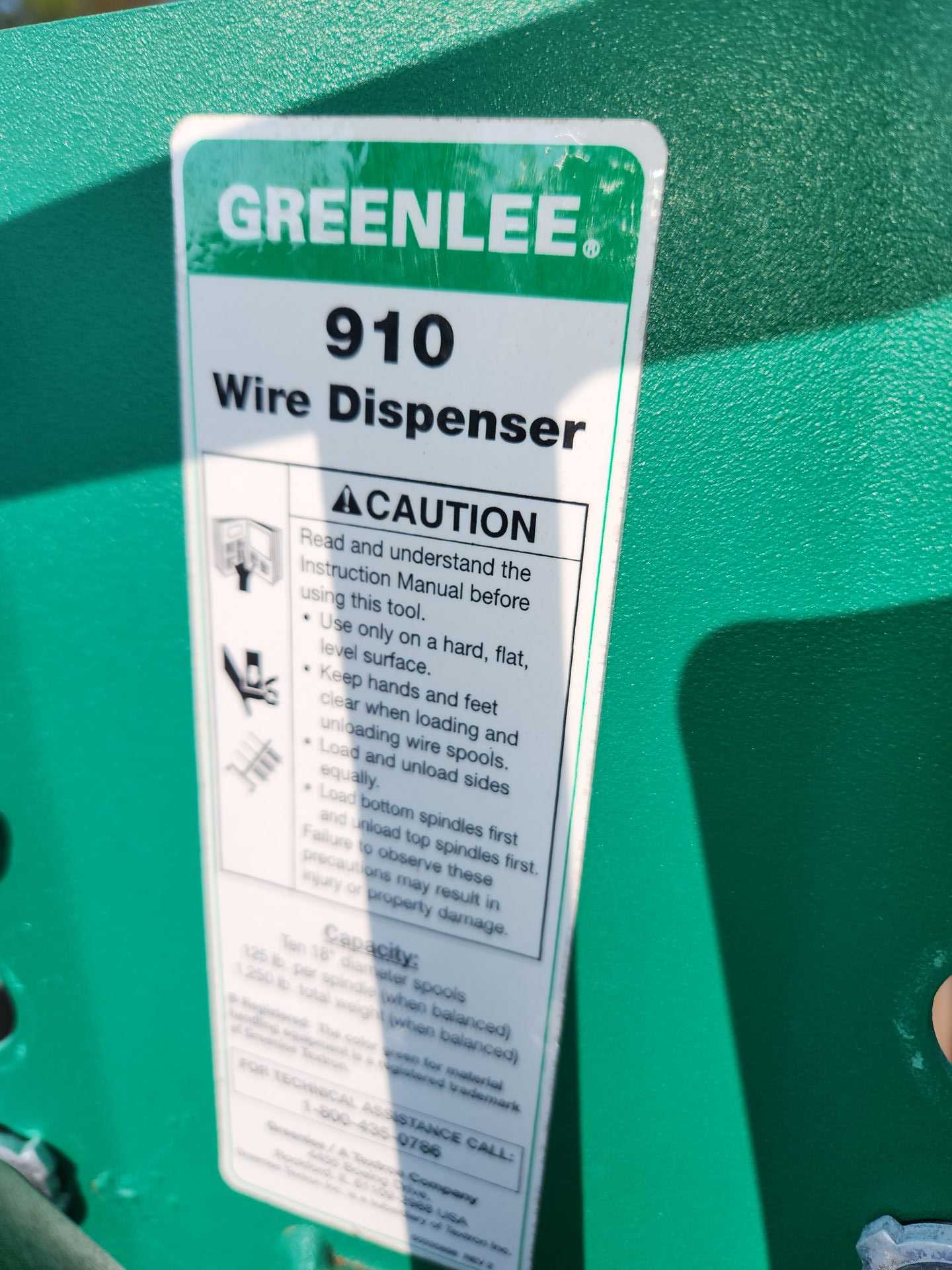 GREENLEE 910 WIRE DISPENSER CART - ROLLING CARTS