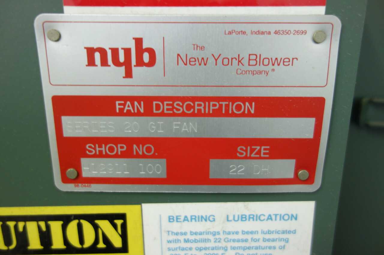 NEW YORK BLOWER COMPANY SERIES 20 GT BLOWER FAN - BLOWER FAN
