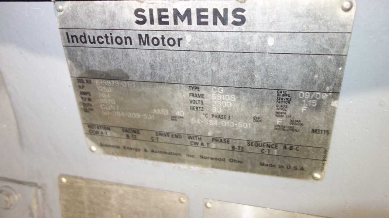 SIEMENS CG 1250HP MOTOR 2300V 5810S 3570RPM - ELECTRIC MOTORS