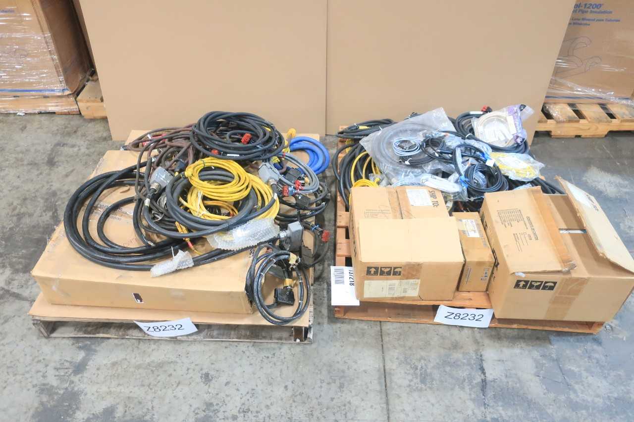 2 PALLETS OF ASSORTED ELECTRICAL SENSOR CABLE ROBOT, CABLE-WIRE, OPERATOR INTERFACE PANEL, 3.214.17.3001B 90C 17FT 600V-AC CORDSET CABLE, NKTU11-018 INFI 90 18FT 300V-AC CORDSET CABLE- BAILEY, ABB, LEONI, TEKLOGIC, WOODHEAD, HARTING - ELECTRICAL COMPONENTS