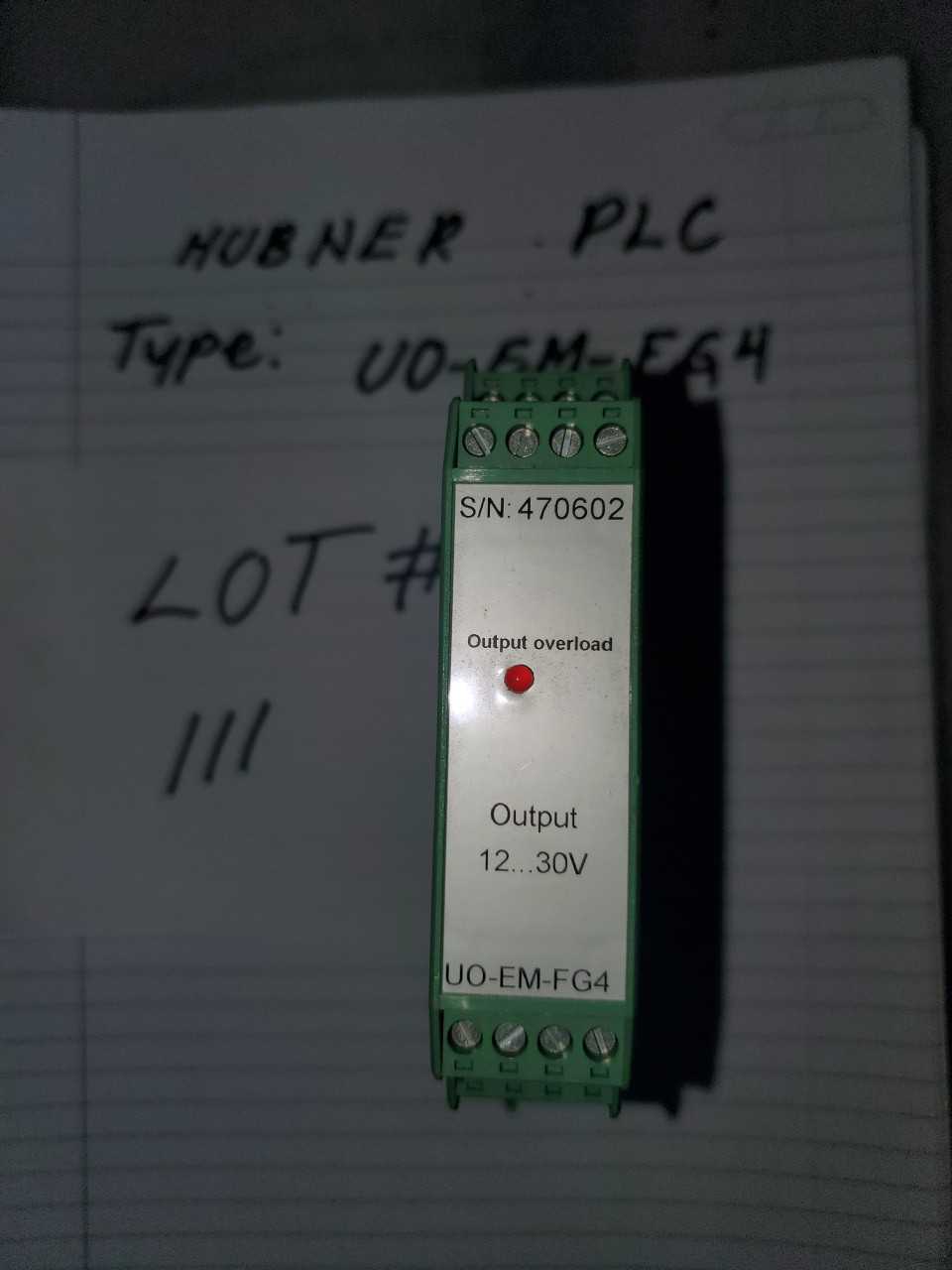HUBNER PLC TYPE UO-EM-FG4 - AUTOMATION & CONTROLS