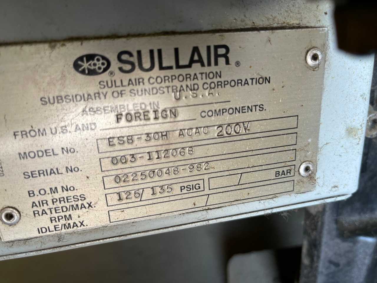 Sullair ES-8 Rotary Screw Air Compressor - AIR COMPRESSORS