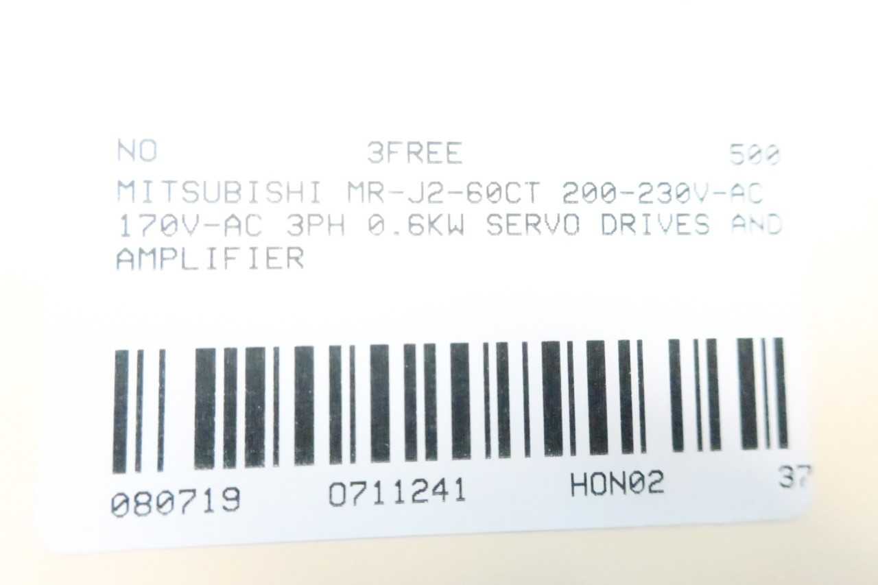 MITSUBISHI MR-J2-60CT SERVO DRIVE 0-360HZ 200-230V-AC 170V-AC 3PH 0.6KW - SERVO