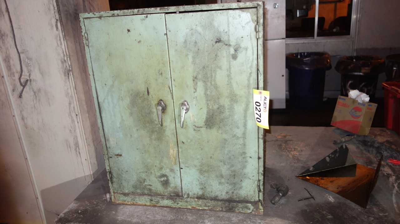2 DOOR 3 SHELF STEEL CABINET W/ CONTENTS - TOOL STORAGE