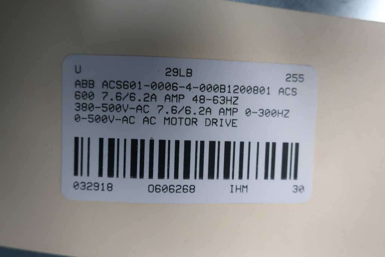 ABB ACS601-0006-4-000B1200801 ACS 600 380-500V-AC 0-300HZ 0-500V-AC 5HP AC VFD DRIVE - MOTOR DRIVES