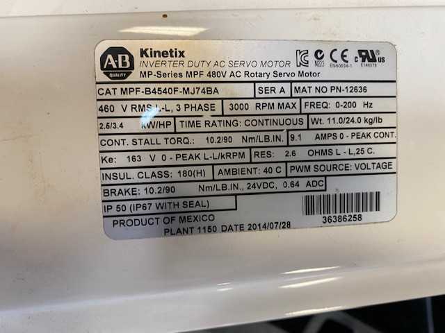 Lot of 4 Allen Bradley Kinetix Servo Motors - MOTOR DRIVES