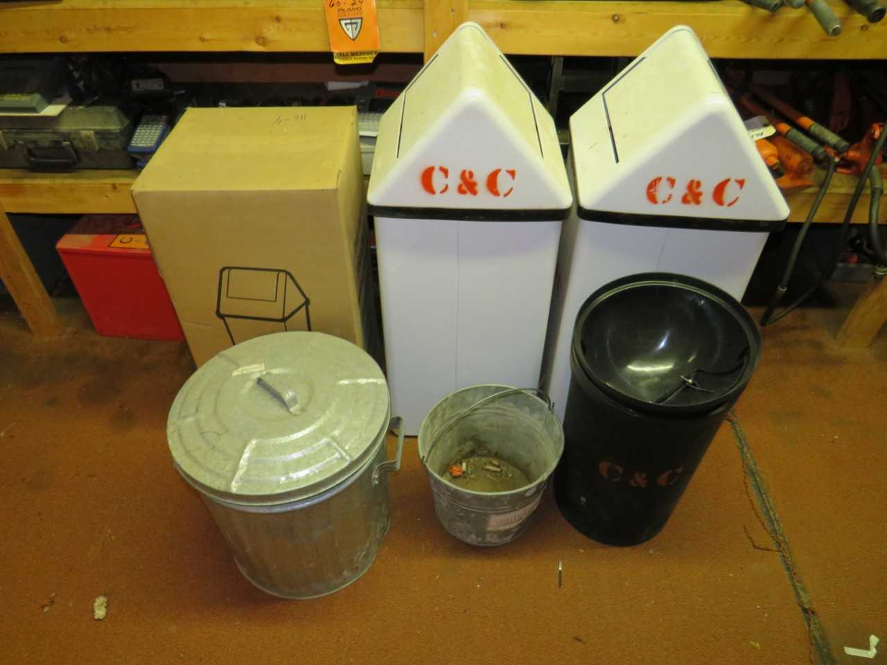 LOT OF 6 ASSORTED GARBAG BINS - MISCELLANEOUS