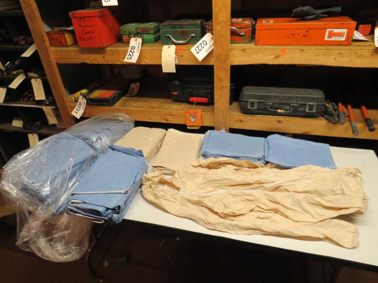 LOT OF ASSORTED DISPOSABLE HOODED COVERALLS - SAFETY EQUIPMENT