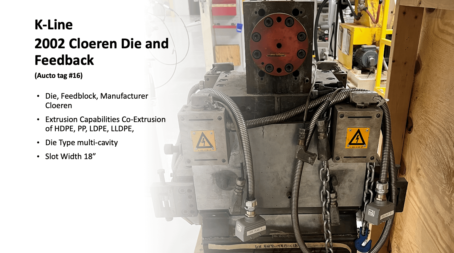2002 CLOEREN MULTI-CAVITY CO-EXTRUSION VANE DIE WITH FEEDBACK SYSTEM - CAVITY PUMP