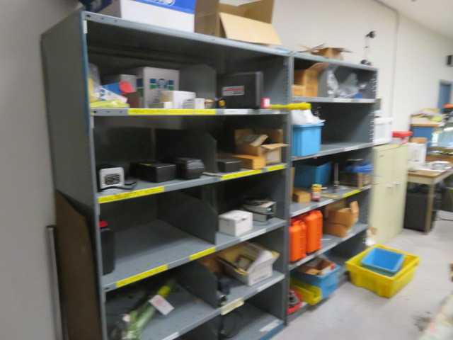 Storage Shelves and contents (2) Lot except Simplex Jack - MISCELLANEOUS