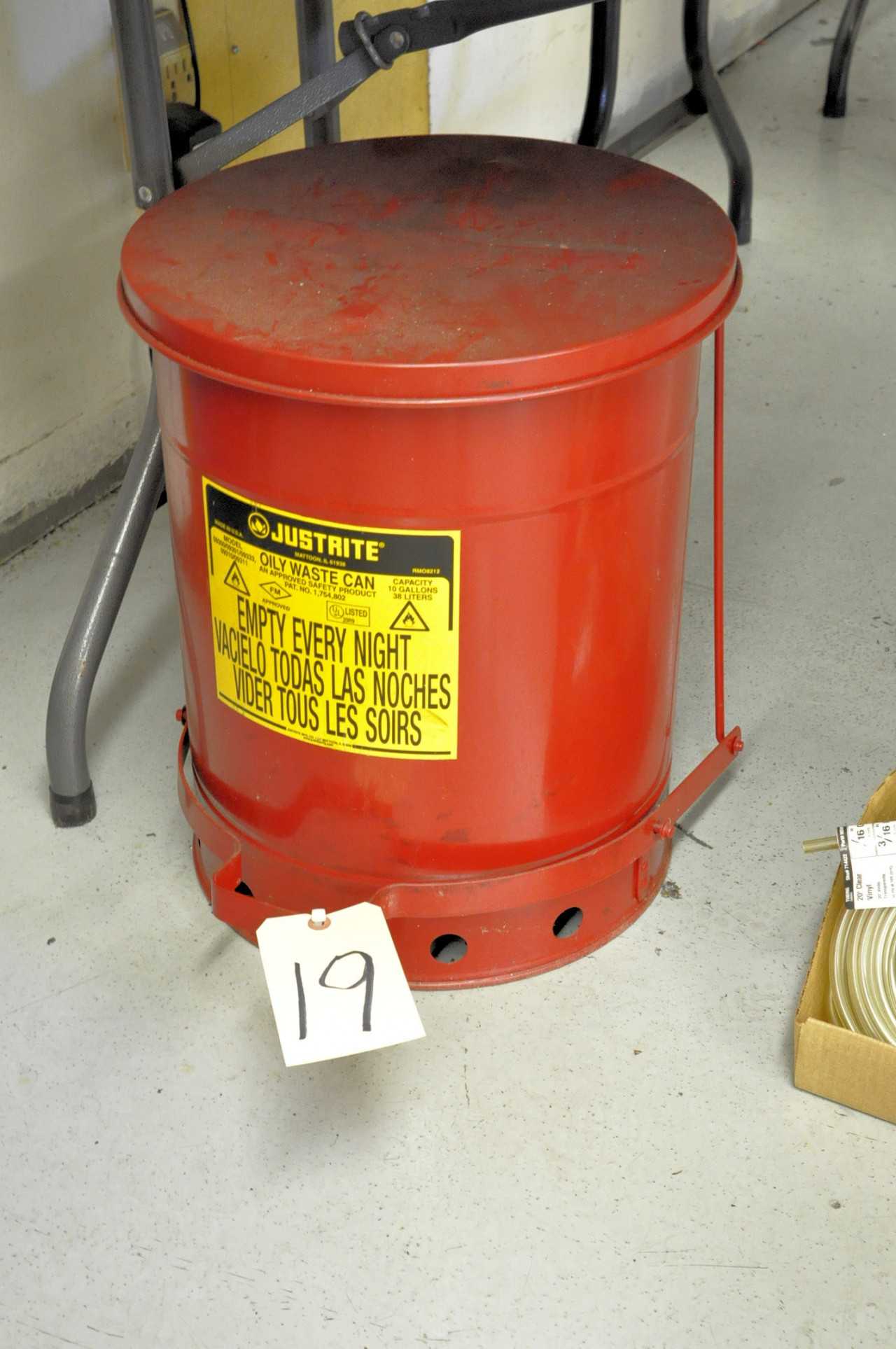 JUSTRITE Oily Waste Can Under (1) Table - WASTE BINS