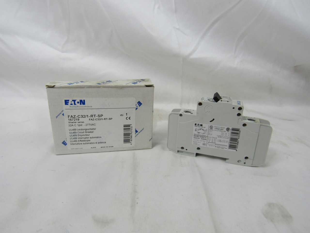 (50) Eaton FAZ-C32/1-RT-SP Plug In FAZ 1P 32A 120/240VAC 50/60Hz - MACHINING EQUIPMENT