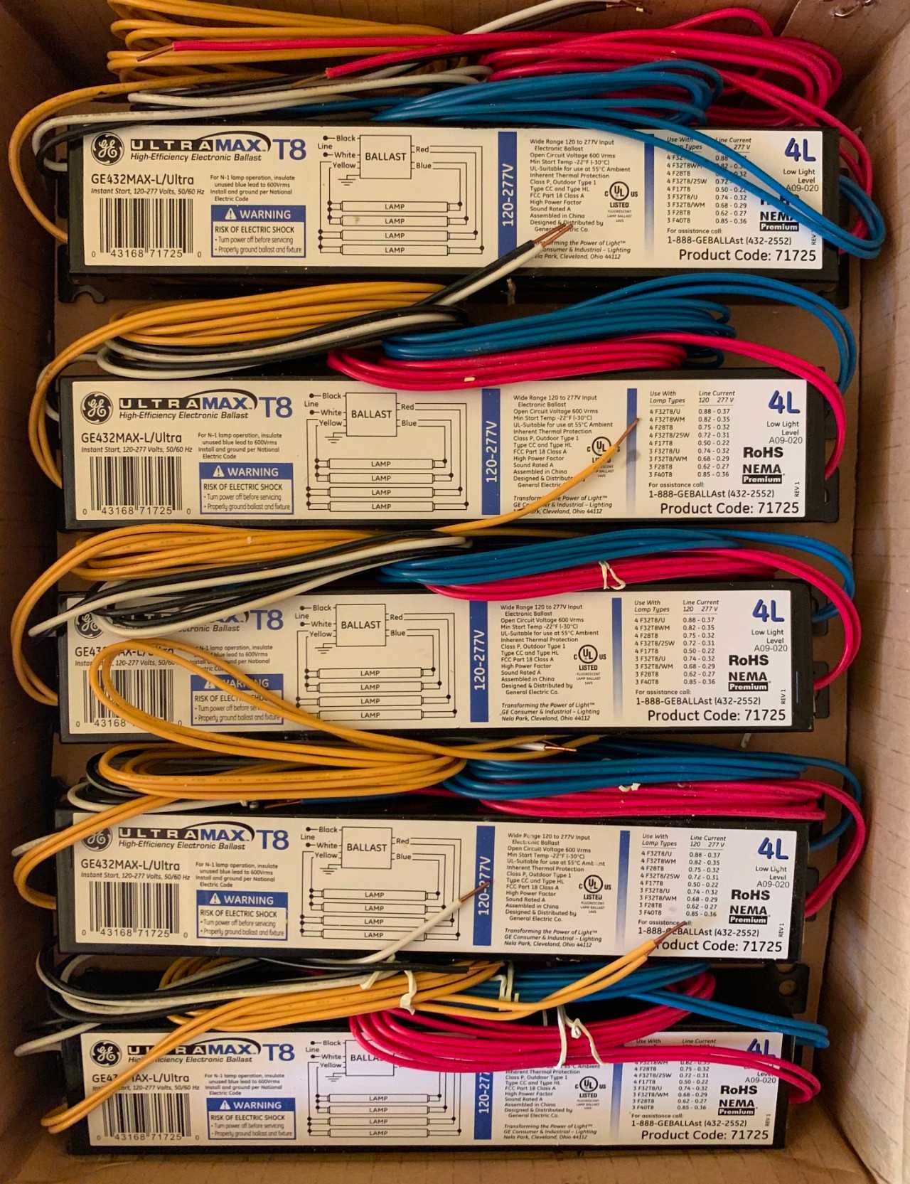 New - Lot of 20 - GE 71725 GE432MAX-L-ULTRA Fluorescent Ballast - LIGHTING