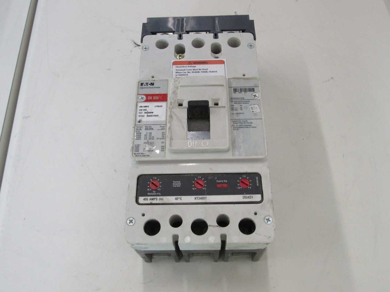 [SALVAGE - FOR PARTS ONLY] Eaton DK3400W MCCB DK 3P 400A - CIRCUIT BREAKERS