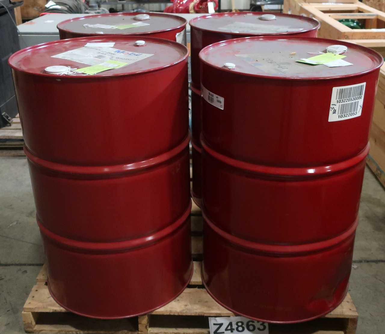 LOT OF 4 55GAL DRUMS OF MOBILE DIESEL ENGINE OIL MOBILGARD 450 NC - MISCELLANEOUS