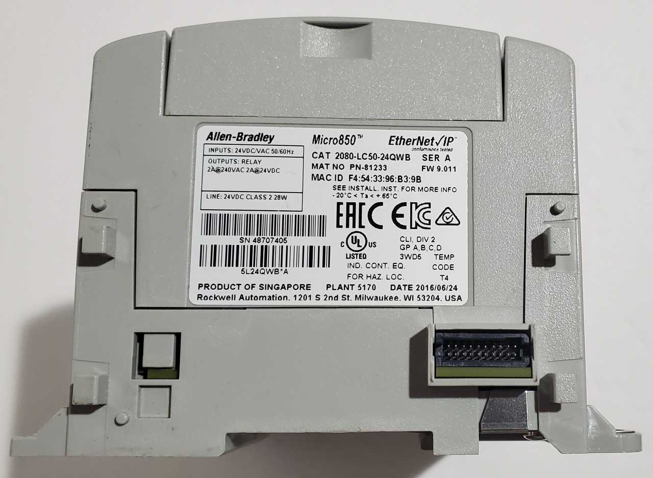 Allen Bradley Micro 850 2080-LC50-24QWB PLC - AUTOMATION & CONTROLS