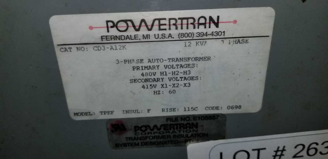 3 Phase Auto Transformer - CONTROL TRANSFORMERS