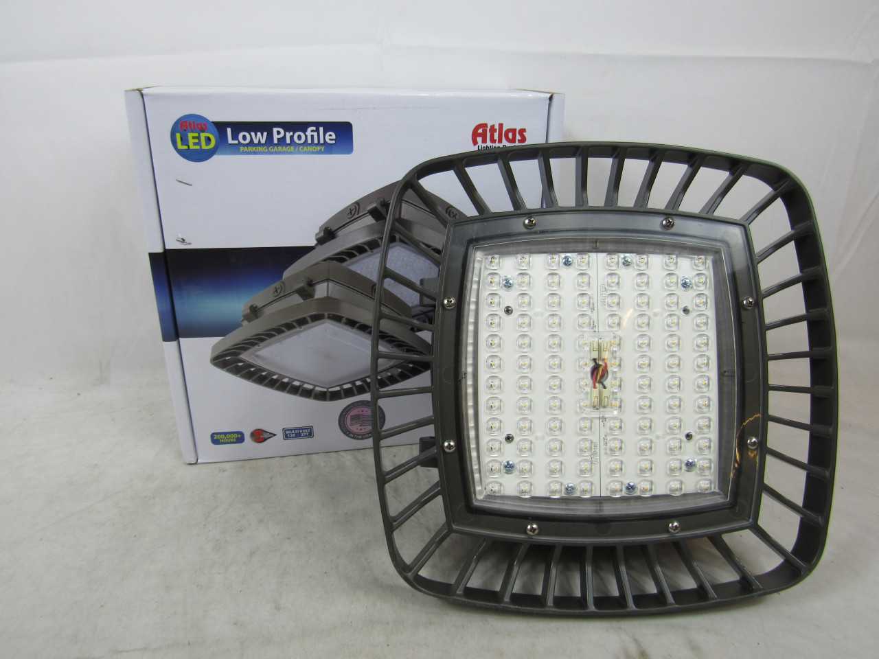 Lot of 2x Atlas PGM80LED Lighting Fixture LED Parking Garage 120-277VAC 80 Watts - LIGHTING