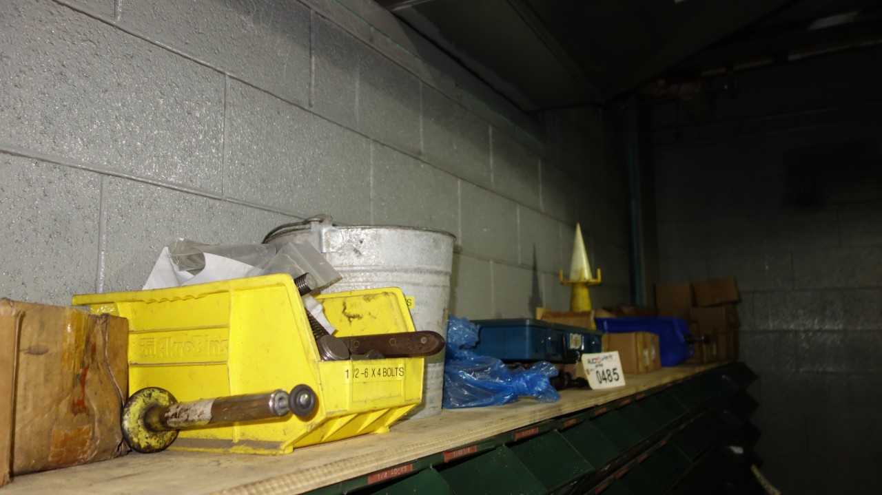 ASSORTED SHELVES OF NUTS AND BOLTS (HEX HEAD CAP SCREWS) - ELECTRIC POWER TOOLS