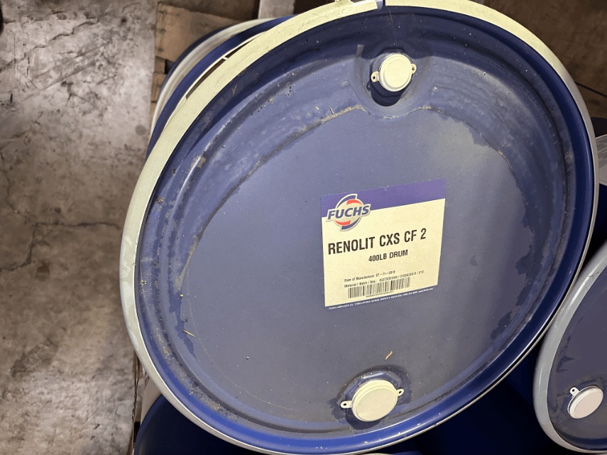 Bulk Lot of Fuchs CF1 & CF2 Grease - QTY 93 400-lb Drums - PALLET JACKS