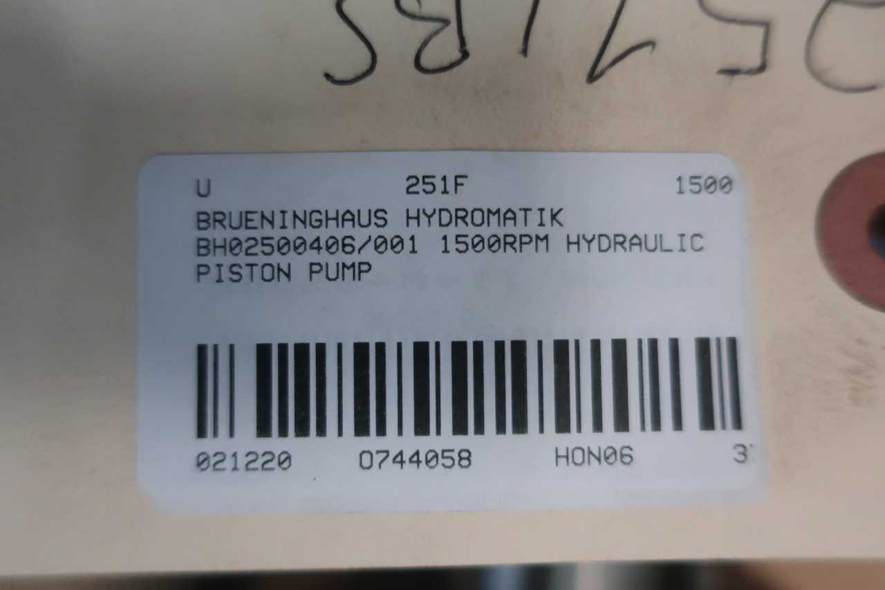 BRUENINGHAUS HYDROMATIK BH02500406/001 1500RPM 2IN HYDRAULIC PISTON PUMP - PUMPS
